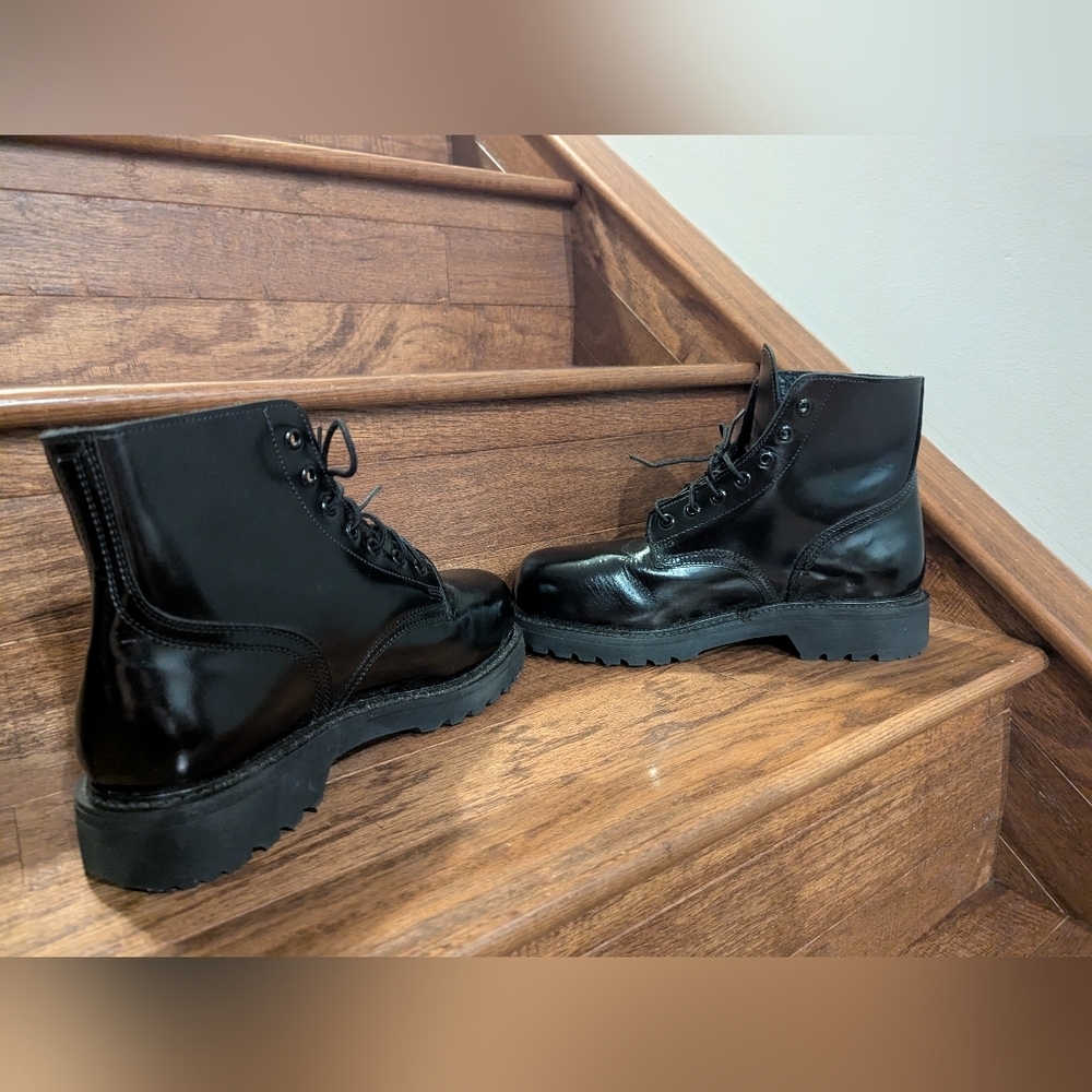 Boulet Boots, Black Leather Steel Toe Vibram Sole Military Boot Size 9.5 - Picture 12 of 15